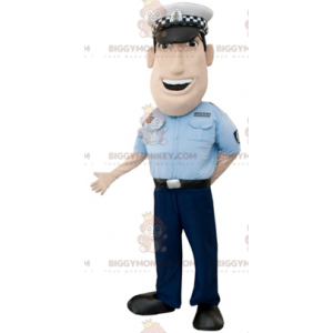 Muscle Policeman BIGGYMONKEY™ maskottiasu. Mies poliisipukussa