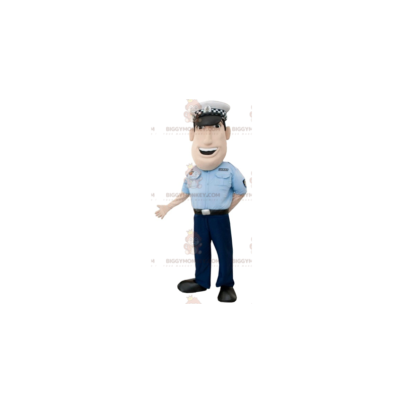 Muscle Policeman BIGGYMONKEY™ Mascot Costume. Man in police