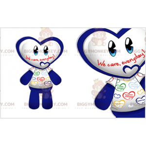 BIGGYMONKEY™ maskotkostume Blå og hvid snemand med hjerteformet