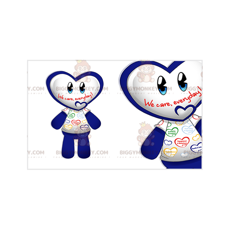 BIGGYMONKEY™ Maskotdräkt Blå och vit snögubbe med hjärtformat