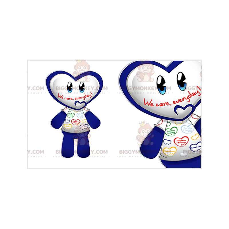 Costume de mascotte BIGGYMONKEY™ de bonhomme bleu et blanc avec