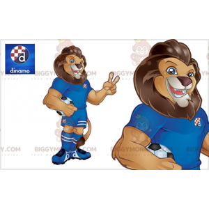 BIGGYMONKEY™ Mascot Costume Very Muscular Brown Lion In