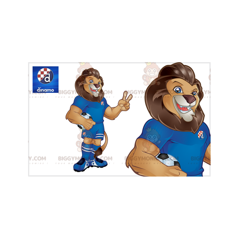 Traje de mascote BIGGYMONKEY™ Leão marrom muito musculoso com