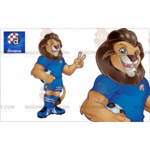 BIGGYMONKEY™ Mascot Costume Very Muscular Brown Lion In