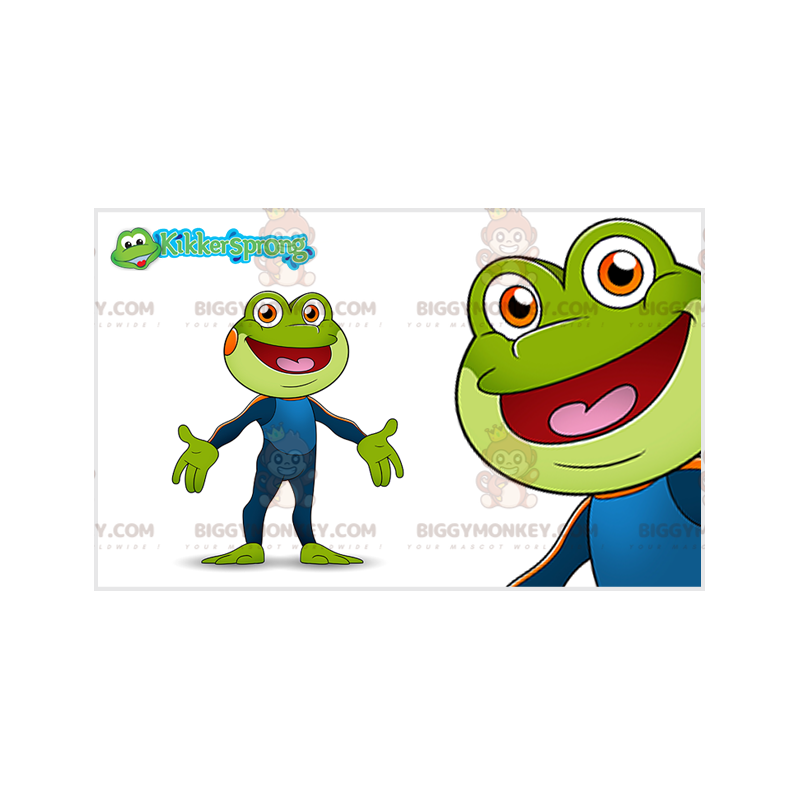 Costume de mascotte BIGGYMONKEY™ de grenouille verte avec une