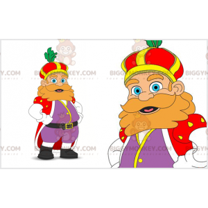 Costume de mascotte BIGGYMONKEY™ de roi roux dodu et moustachu.