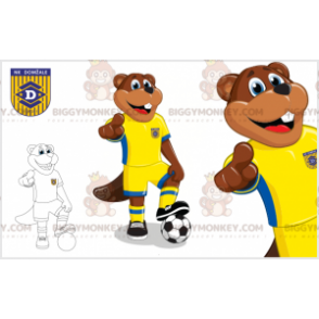 Traje de mascote BIGGYMONKEY™ Castor marrom em roupas