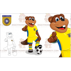 Traje de mascote BIGGYMONKEY™ Castor marrom em roupas