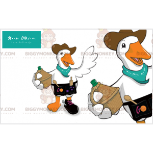 Duck Goose BIGGYMONKEY™ Mascot Costume with Hat and Utensils –