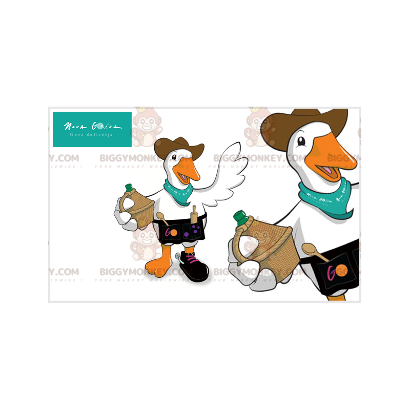 Duck Goose BIGGYMONKEY™ Mascot Costume with Hat and Utensils -