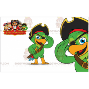 Green Parrot BIGGYMONKEY™ Mascot Costume with Eye Patch and Hat