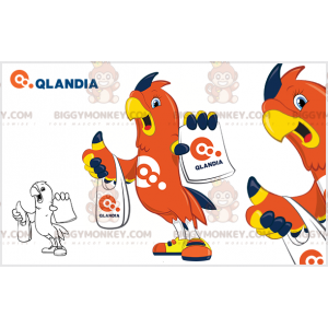 BIGGYMONKEY™ oranje, blauwe en gele papegaai mascottekostuum -