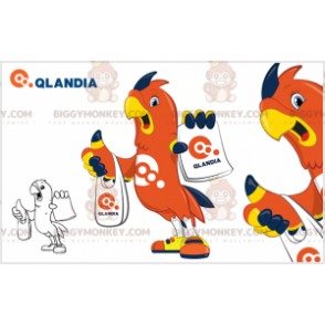 BIGGYMONKEY™ Disfraz de mascota de loro pájaro naranja, azul y