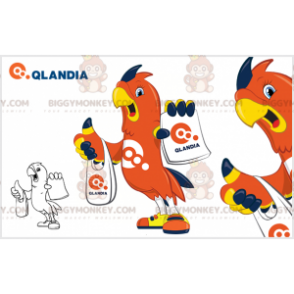Costume de mascotte BIGGYMONKEY™ de perroquet d'oiseau orange