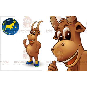 BIGGYMONKEY™ Mascot Costume Brown Goat Chamois with Horns -