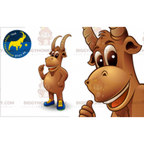 BIGGYMONKEY™ Mascot Costume Brown Goat Chamois with Horns –