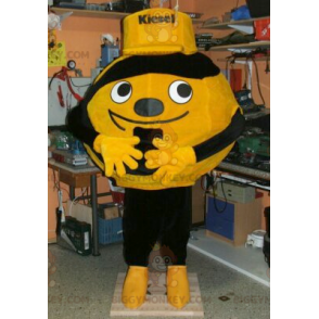 Traje de mascote de balão amarelo ou laranja e preto