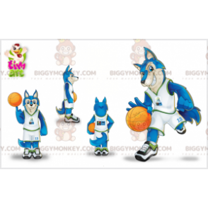 BIGGYMONKEY™ Maskottchenkostüm Wolf im Basketball-Outfit.