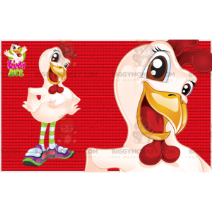 Disfraz de mascota Gallina blanca y roja BIGGYMONKEY™ -