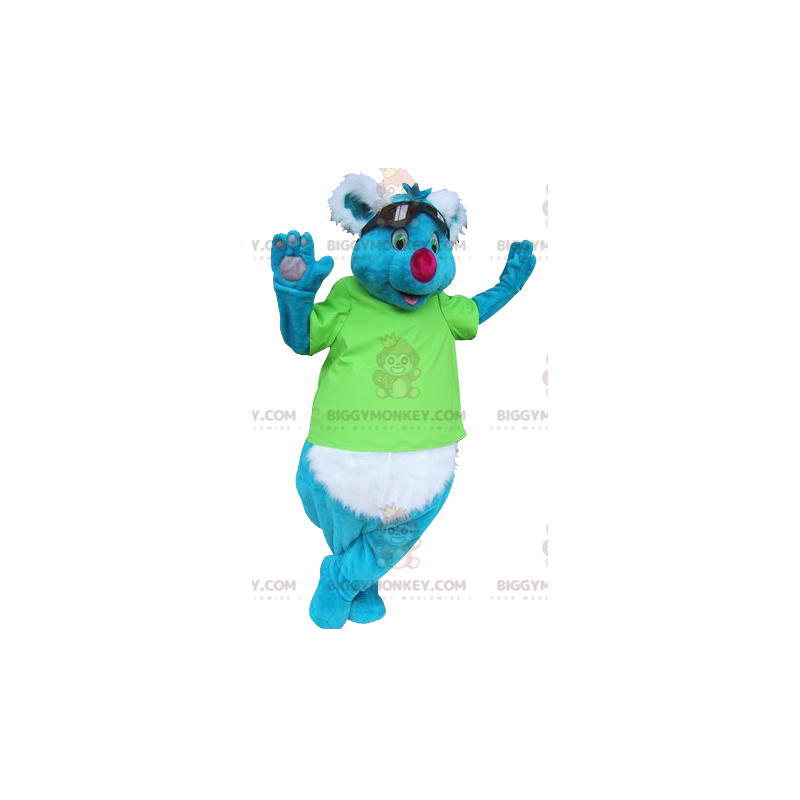 Traje de mascote de coala azul e branco BIGGYMONKEY™ com óculos