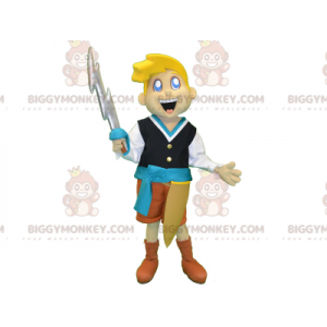 BIGGYMONKEY™ Blond Knight Boy Mascot Costume With Sword -