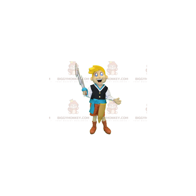 Costume de mascotte BIGGYMONKEY™ de garçon blond de chevalier