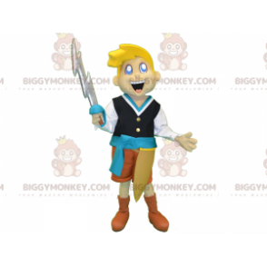 BIGGYMONKEY™ Blond Knight Boy Mascot Costume With Sword -