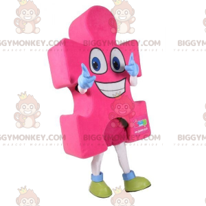 Costume da mascotte BIGGYMONKEY™ gigante rosa puzzle. tuta da