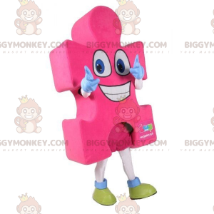 Kæmpe pink puslespil BIGGYMONKEY™ maskotkostume. stiksavsdragt