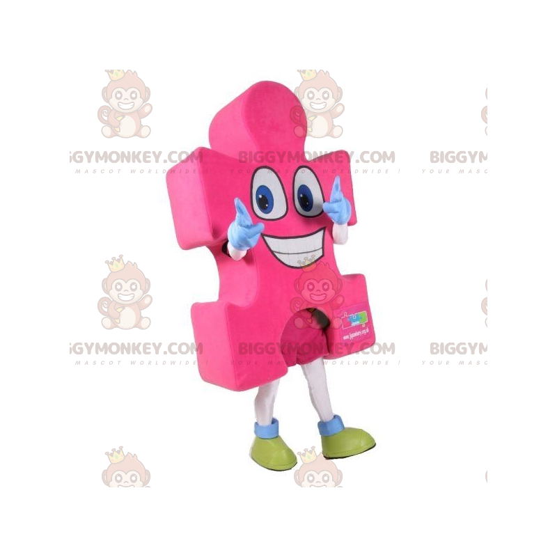 Costume da mascotte BIGGYMONKEY™ gigante rosa puzzle. tuta da