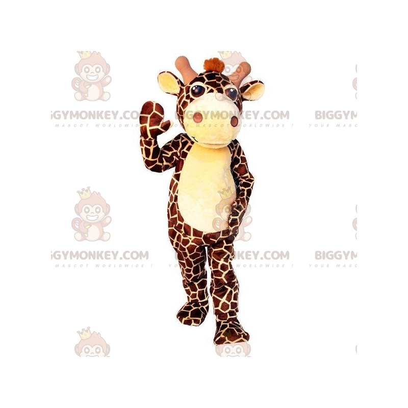 Jätte brun och gul giraff BIGGYMONKEY™ maskotdräkt -