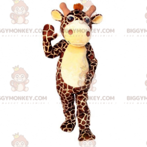 Traje de mascote gigante marrom e amarelo girafa BIGGYMONKEY™ –