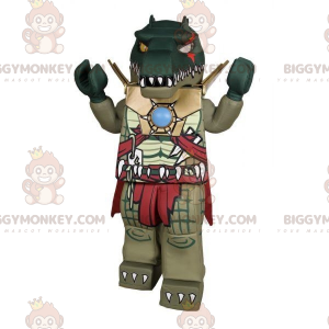 Super Scary Green Crocodile Lego BIGGYMONKEY™ Mascot Costume -
