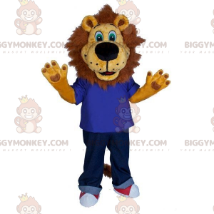Costume de mascotte BIGGYMONKEY™ de lion marron avec une grosse