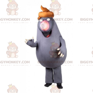 Toupeira de fantasia de mascote BIGGYMONKEY™ com cocô na cabeça