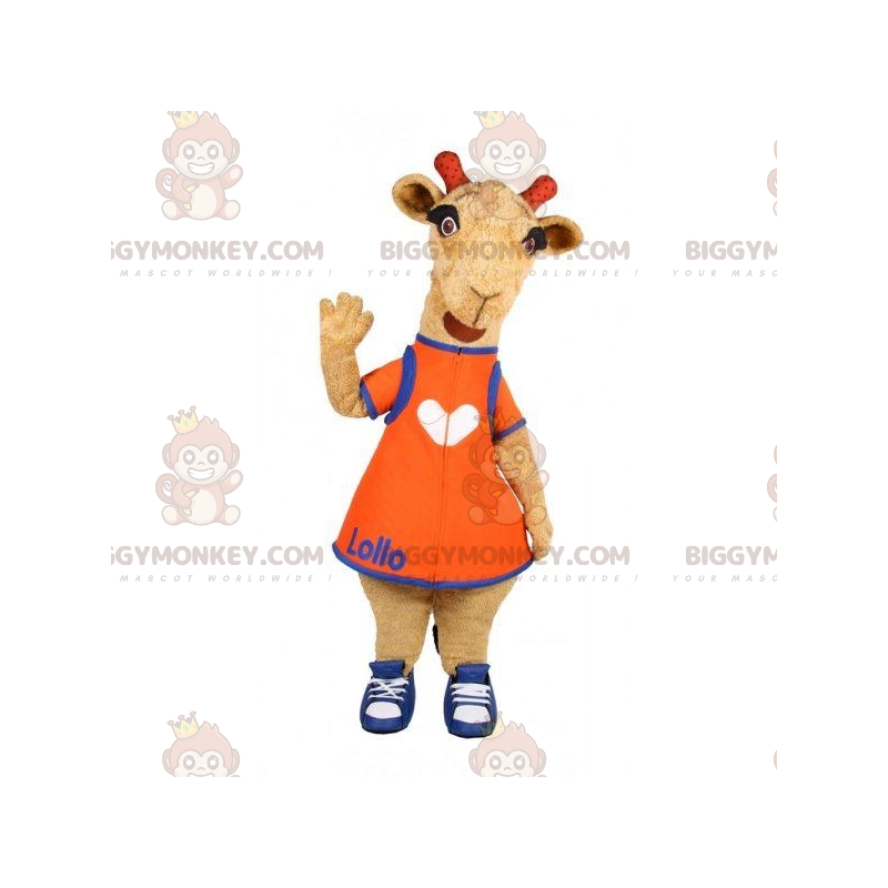 Costume mascotte BIGGYMONKEY™ cammello pecora marrone. costume