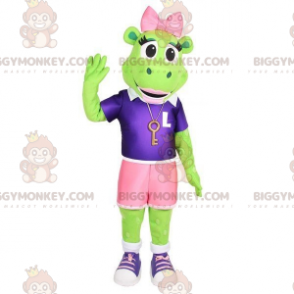 Costume de mascotte BIGGYMONKEY™ de grenouille verte avec un