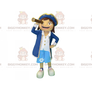 Disfraz de mascota BIGGYMONKEY™ Chica con traje de capitán