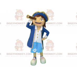 Garota de fantasia de mascote BIGGYMONKEY™ com roupa de capitão