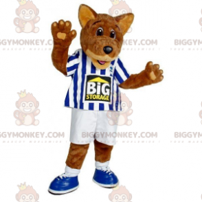 BIGGYMONKEY™ mascotte kostuum bruine wolf hond in sportkleding