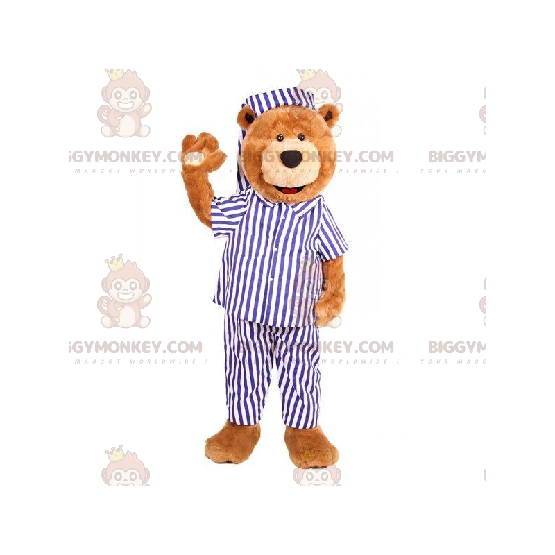 Kostým plyšového medvídka s maskotem BIGGYMONKEY™ v modrobílém