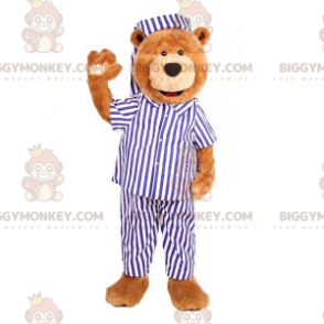 Plysch Teddy BIGGYMONKEY™ maskotdräkt klädd i blå och vit