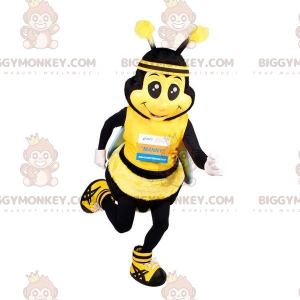 BIGGYMONKEY™ maskottiasu jättimäisestä keltaisesta ja mustasta