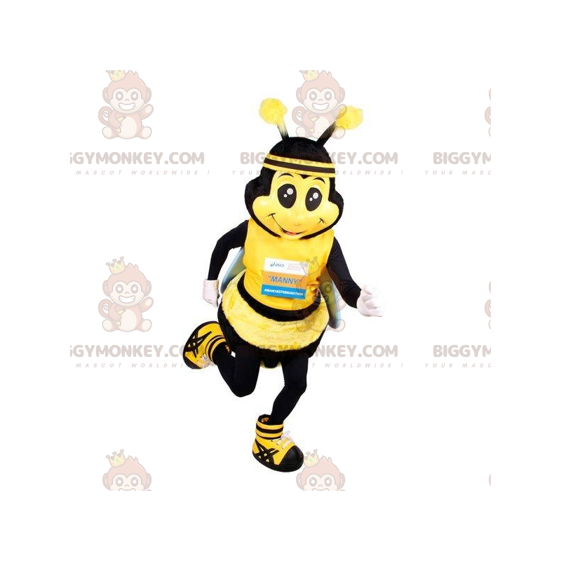 BIGGYMONKEY™ maskotkostume af kæmpe gul og sort bi. Insekt