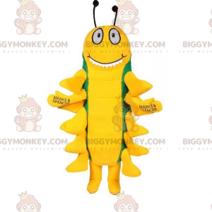 Disfraz de mascota insecto ciempiés verde y amarillo