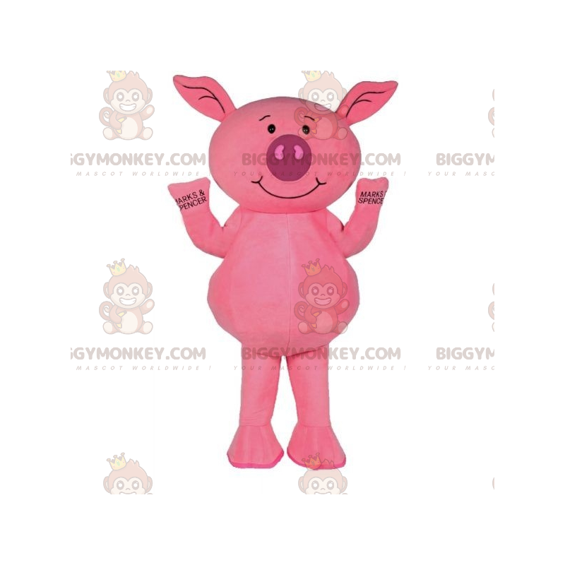 Lindo y divertido disfraz de mascota Pink Pig BIGGYMONKEY™ -