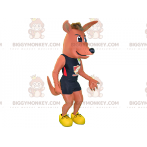 BIGGYMONKEY™ mascottekostuum roze hond in sportshirt -