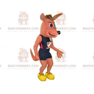 Costume de mascotte BIGGYMONKEY™ de chien rose en maillot de