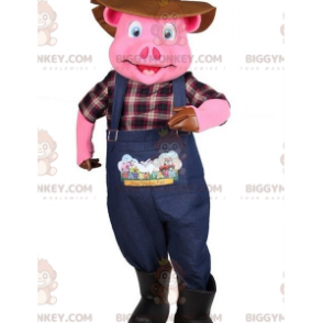 BIGGYMONKEY™ Costume da mascotte di maiale rosa vestito da