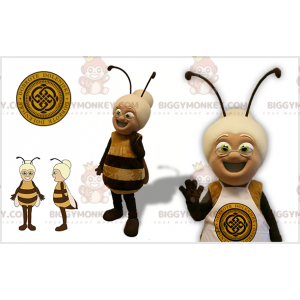 Bee BIGGYMONKEY™ maskottiasu vanhan naisen päällä -